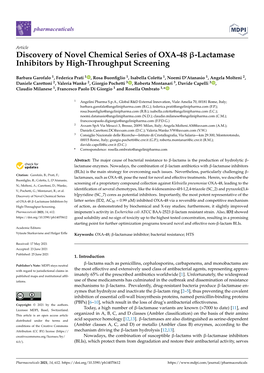 Discovery of Novel Chemical Series of OXA-48 -Lactamase Inhibitors By