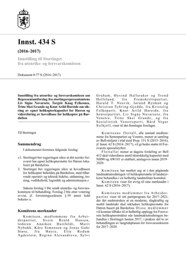 Innst. 434 S (2016–2017) Innstilling Til Stortinget Fra Utenriks- Og Forsvarskomiteen