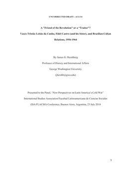 Vasco Tristão Leitão Da Cunha, Fidel Castro (And His Sister), and Brazilian-Cuban