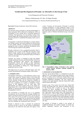 Geothermal Development in Rwanda: an Alternative to the Energy Crisis