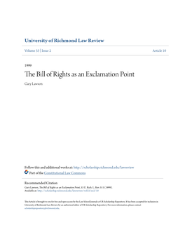 The Bill of Rights As an Exclamation Point, 33 U