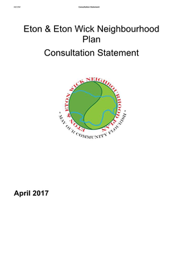 Eton & Eton Wick Neighbourhood Plan Consultation Statement