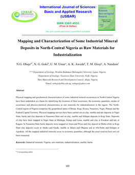 Mapping and Characterization of Some Industrial Mineral Deposits in North-Central Nigeria As Raw Materials for Industrialization