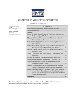 Committee on Aeronautics Newsletter