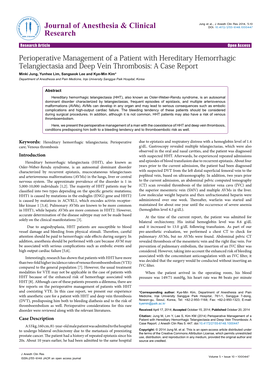 Perioperative Management of a Patient