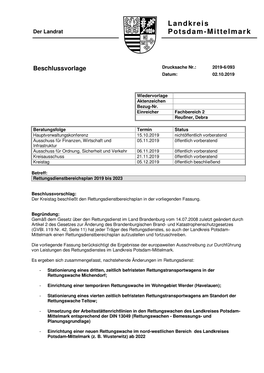 Rettungsdienstbereichsplan 2019-2023