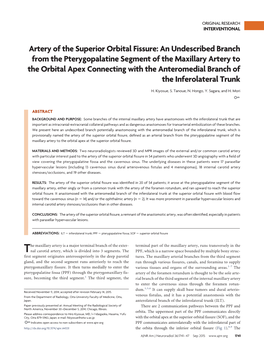 Artery of the Superior Orbital Fissure: an Undescribed Branch from the Pterygopalatine Segment of the Maxillary Artery to the Or