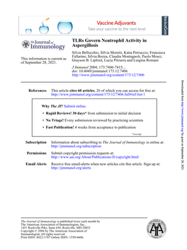 Aspergillosis Tlrs Govern Neutrophil Activity In