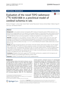 [18F] VUIIS1008 in a Preclinical Model of Cerebral Ischemia in Rats Krishna R