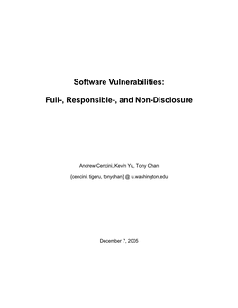 Software Vulnerabilities