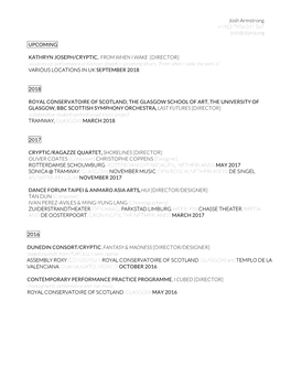 Josh Armstrong Cv2018 Theatre