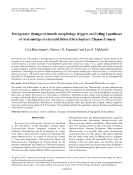 Ontogenetic Changes in Mouth Morphology Triggers Conflicting Hypotheses of Relationships in Characid Fishes (Ostariophysi: Characiformes)