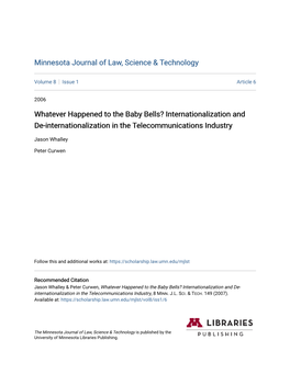 Whatever Happened to the Baby Bells? Internationalization and De-Internationalization in the Telecommunications Industry