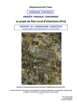 Le Projet De Plan Local D'urbanisme (PLU)