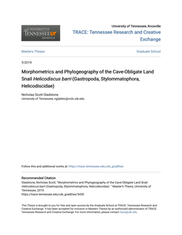 Morphometrics and Phylogeography of the Cave-Obligate Land Snail <I