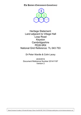 The Historic Environment Consultancy Heritage Statement: Land Adjacent