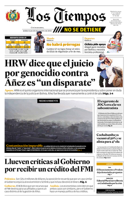 HRW Dice Que El Juicio Por Genocidio Contra Áñez Es “Un Disparate” Apoyo