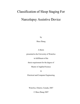 Classification of Sleep Staging for Narcolepsy Assistive