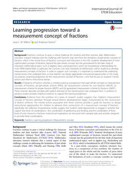 Learning Progression Toward a Measurement Concept of Fractions Jesse L