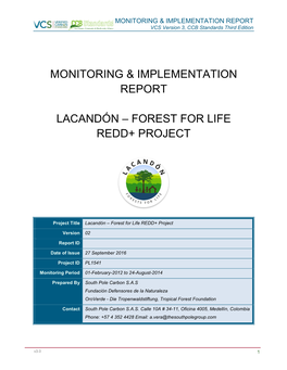 Monitoring & Implementation Report Lacandón – Forest