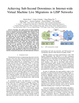 Achieving Sub-Second Downtimes in Internet-Wide Virtual Machine Live Migrations in LISP Networks