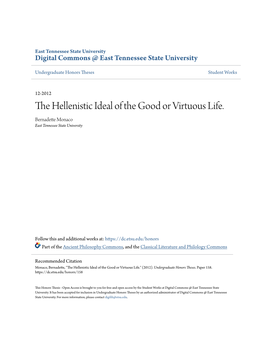 The Hellenistic Ideal of the Good Or Virtuous Life