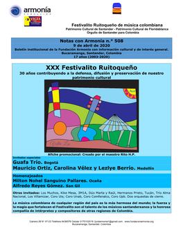 XXX Festivalito Ruitoqueño 30 Años Contribuyendo a La Defensa, Difusión Y Preservación De Nuestro Patrimonio Cultural