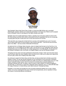 Zach Randolph Class of 2000