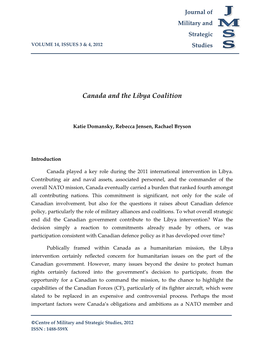 Canada and the Libya Coalition