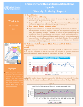 Emergency and Humanitarian Action (EHA), Uganda Weekly