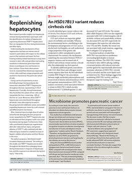 Replenishing Hepatocytes