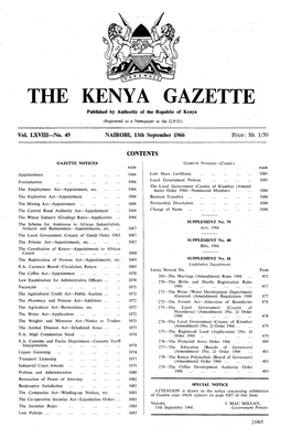 THE KENYA GAZETTE Published by Authority of the Republic of Kenya