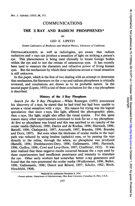 The X Ray and Radium Phosphenes* by Leo E