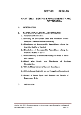 Section Results Chapter 2 Benthic Fauna Diversity And