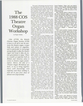 1988 Cos Theatre Organ Workshop