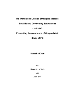 Preventing the Recurrence of Coups D'état: Study of Fiji Natasha Khan