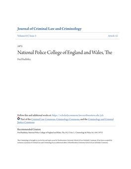 National Police College of England and Wales, the Fred Baddeley