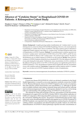 “Cytokine Storm” in Hospitalized COVID-19 Patients: a Retrospective Cohort Study