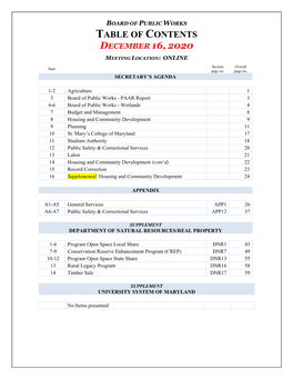 Table of Contents December 16, 2020