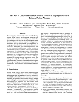 The Role of Computer Security Customer Support in Helping Survivors of Intimate Partner Violence