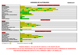 Horario De Autobuses Verano 2017