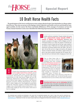 10 Draft Horse Health Facts the Gentle Giants of the Horse World Possess Many Unique Physical Traits, from Leg Feathers to Dinner-Plate- Sized Hooves