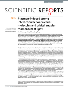 Plasmon-Induced Strong Interaction Between Chiral Molecules and Orbital Angular Momentum of Light