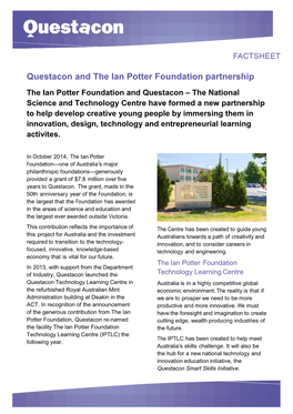 Questacon and the Ian Potter Foundation Partnership