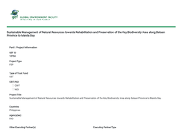 Sustainable Management of Natural Resources Towards Rehabilitation and Preservation of the Key Biodiversity Area Along Bataan Province to Manila Bay