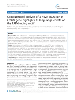 Computational Analysis of a Novel Mutation in ETFDH Gene Highlights