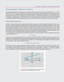 Technology Brief 4: Resistors As Sensors Piezoresistive Sensors