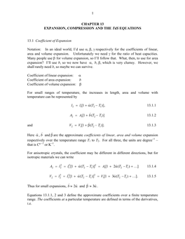 1 CHAPTER 13 EXPANSION, COMPRESSION and the Tds