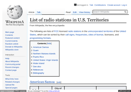 List of Radio Stations in US Territories