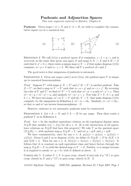 Pushouts and Adjunction Spaces This Note Augments Material in Hatcher, Chapter 0